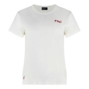 Geribbelde kraag katoenen ronde hals T-shirt Polo Ralph Lauren , White...