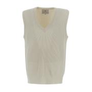 Stijlvol Gebreid Wollen Vest Seven Gauge , Beige , Heren