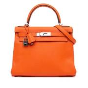 Pre-owned Leather handbags Hermès Vintage , Orange , Dames