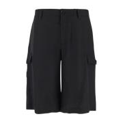 Linnen Bermuda Cargo Shorts Dolce & Gabbana , Black , Heren