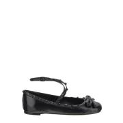 Leren Ballerina Schoenen Valentino Garavani , Black , Dames