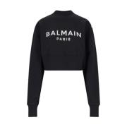 Katoenen Logo Sweatshirt Balmain , Black , Dames