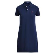 Blauwe Polo Stijl Jurk met Pony Logo Polo Ralph Lauren , Blue , Dames