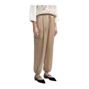 Viscose satijnen baggy cargobroek Peserico , Brown , Dames