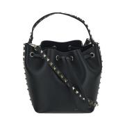 Leren Bucket Bag Valentino Garavani , Black , Dames