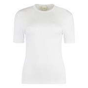 Geribbelde Crew-neck T-shirt Modal Elastaan Calvin Klein , White , Dam...