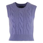 Kabelgebreide Wol Kasjmier Vest Polo Ralph Lauren , Purple , Dames