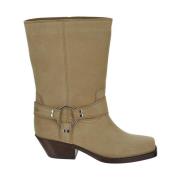 Fluwelen Kalfsleren Bikerlaarzen Isabel Marant , Beige , Dames