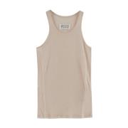 Geribbelde Katoenen Tanktop Maison Margiela , Pink , Heren