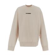 Katoenen Sweatshirt, Klassieke Pasvorm Jil Sander , Beige , Heren