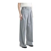 Stretch wol geplooide palazzo broek Peserico , Gray , Dames