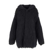 Wollen Jas met Capuchon Rick Owens , Black , Dames