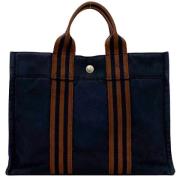 Pre-owned Canvas handbags Hermès Vintage , Blue , Unisex