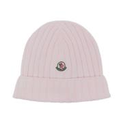 Wollen Logo Beanie Muts Moncler , Pink , Unisex