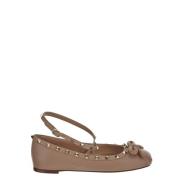 Leren Rockstud Ballerina Schoen Valentino Garavani , Beige , Dames