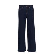 Hoge Taille Jeans Donkerblauw Kaffe , Blue , Dames