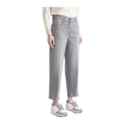 Geknipte broek in katoenen denim Peserico , Gray , Dames