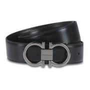 Dubbele Gancini Riem Salvatore Ferragamo , Black , Heren