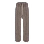 Melange Virgin Wool Straight Trousers Gentryportofino , Brown , Dames