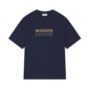 Katoenen Logo T-Shirt Maison Kitsuné , Blue , Heren