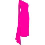 Magenta Roze One-Shoulder Jurk met Sjaal Solace London , Pink , Dames