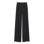 Wollen Wide-Leg Broek Saint Laurent , Black , Dames