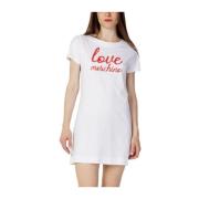 Katoenen Korte Jurk Lente/Zomer Collectie Love Moschino , White , Dame...