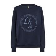 Casual Navy Sweater met Tekst Print Soyaconcept , Blue , Dames