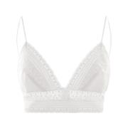 Wit Katoenen Kantentop met Plooien Ermanno Scervino , White , Dames