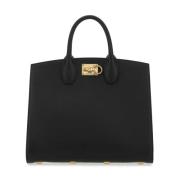 Zwarte leren Studio Handtas Salvatore Ferragamo , Black , Dames