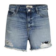 Blauwe Denim Shorts met Gewassen Effect Guess , Blue , Dames