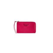 Fuchsia leren kaarthouder met spiegelbedel Zadig & Voltaire , Pink , D...