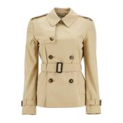 Klassieke Korte Trenchcoat met Riem Burberry , Beige , Dames