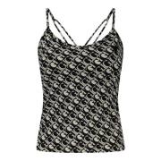 Zwarte Gekruiste Band Tanktop Guess , Black , Dames