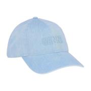 Blauwe Geborduurde Denim Logo Pet Ganni , Blue , Unisex