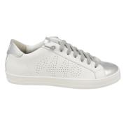 Witte Sneakers met Zilveren Details P448 , White , Dames