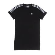 Zwarte Tee Jurk met Geribbelde Ronde Hals Adidas , Black , Dames