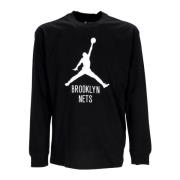 Brooklyn Nets Longsleeve Shirt Zwart Jordan , Black , Heren