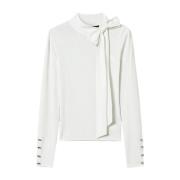 Witte Trui met Grote Strik Twinset , White , Dames