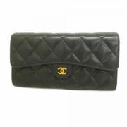 Pre-owned Leather wallets Chanel Vintage , Black , Dames