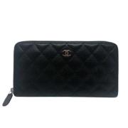 Pre-owned Leather wallets Chanel Vintage , Black , Dames