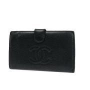 Pre-owned Leather wallets Chanel Vintage , Black , Dames