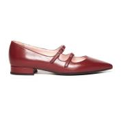 Rode Leren Lage Schoen Anna F. , Red , Dames