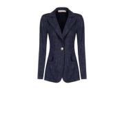 Elegante Jas Collectie Herfst Winter Rinascimento , Blue , Dames