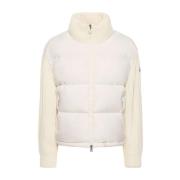 Gewatteerde nylon jas met wollen paneel Moncler , White , Dames