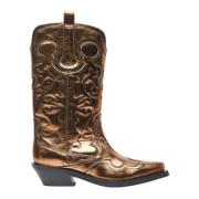 Metallic Geborduurde Westernlaarzen Ganni , Brown , Dames