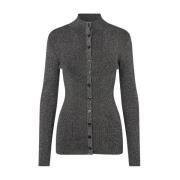 Glinsterende Ribgebreide Vest Samsøe Samsøe , Black , Dames