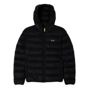 Heren Hooded Donsjack Zwart Sun68 , Black , Heren