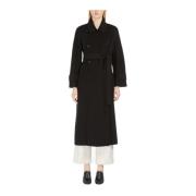 Zwarte Wollen Trenchcoat Max Mara Studio , Black , Dames