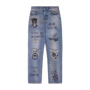 Denim Jeans met Schets Effect en Regular Fit Barrow , Blue , Dames